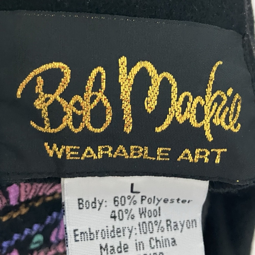 Vtg Bob‎ Mackie Wearable Art Blazer Womens Sz L Black Multi Paisley Embroidery - Picture 6 of 8